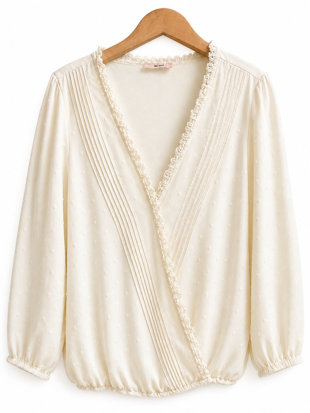 miami Cream Wrap-Style V-Neck Blouse #0020